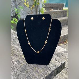 Vintage Knot Station Necklace & Matching clip-on Earrings